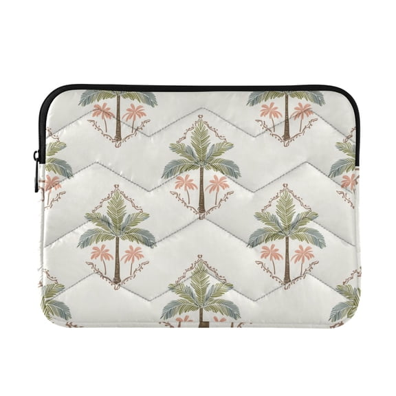 Green Pink Palm Trees with Frame Quilted Laptop Protective Cases Computer Sleeves Tablet Bags Briefcases M