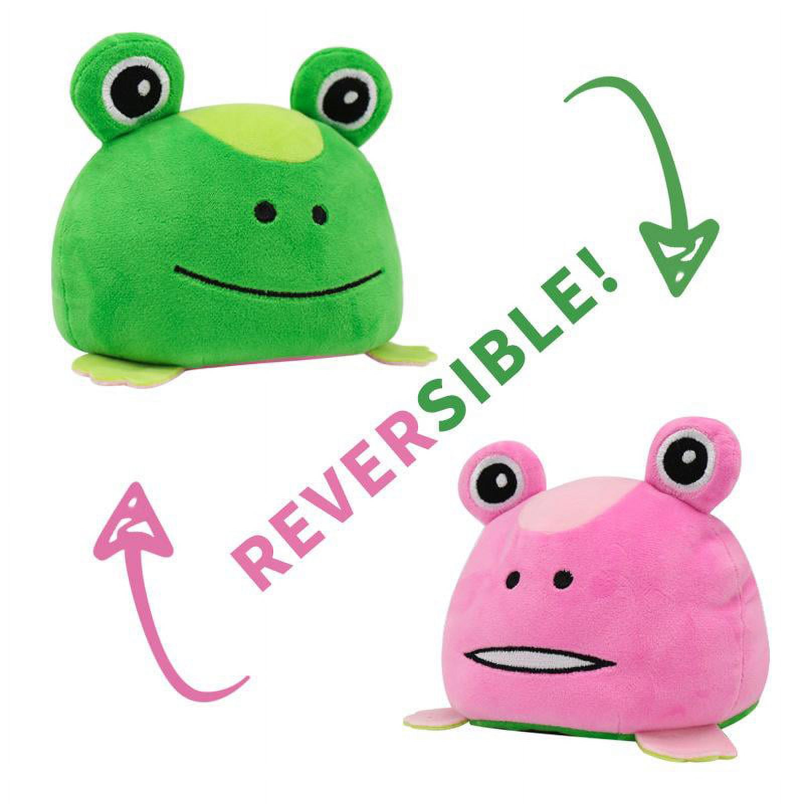 Green/Pink Reversible Mood Plush Frog Lovable and Grumpy Mood Plushie