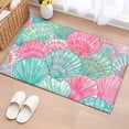 thumbnail image 1 of Green Pink Shell Entryway Rug 2'x3'&nbsp; Non Slip Front Door Mats, Coastal Summer Beach Ocean Conch Entrance Rugs Indoor Outdoor Carpet, Washable Floor Mats Small Area Rug for Bedroom Kitchen, 1 of 8