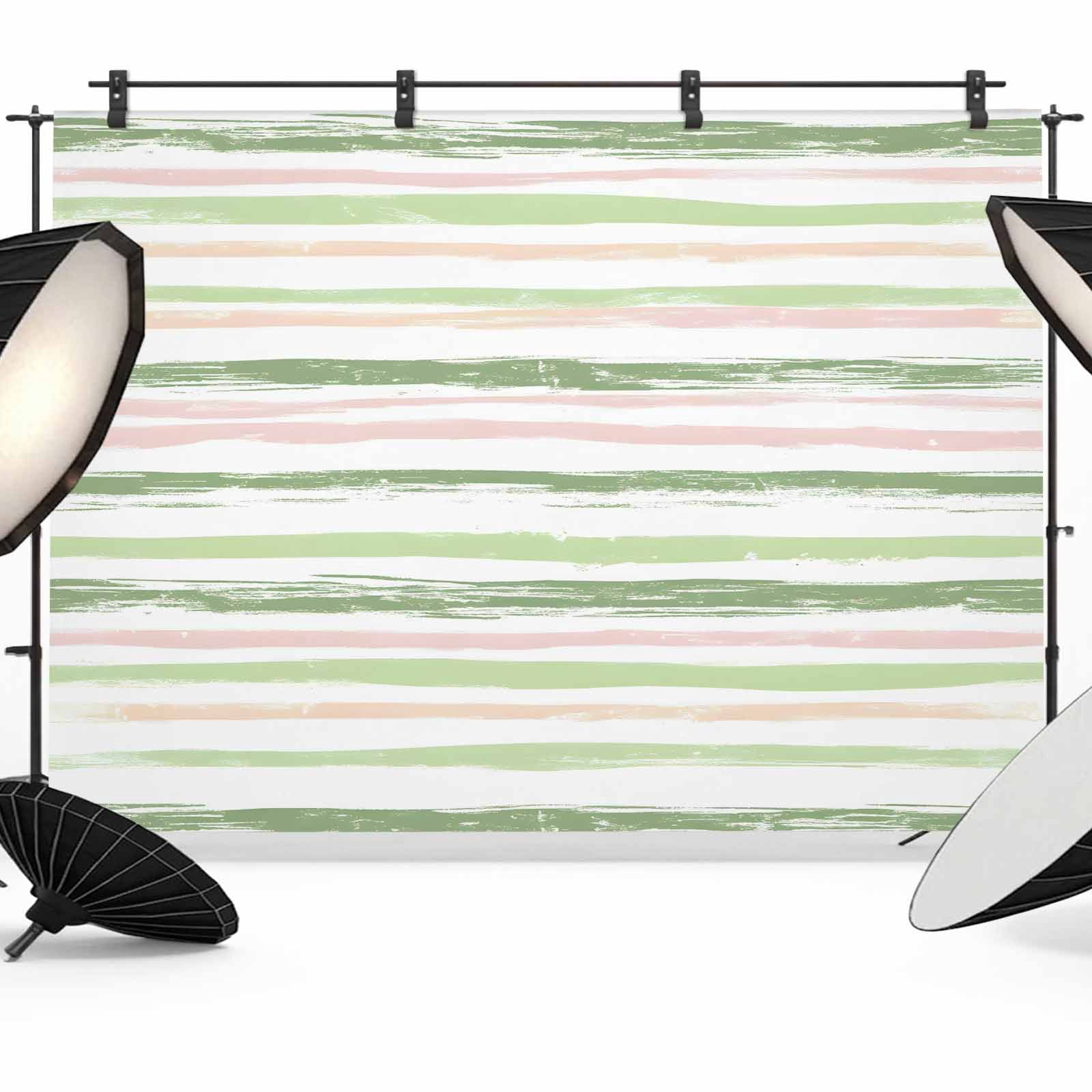 Green Pink Stripes Backdrop for Photography, Gradient Geometric Smear Art Paint Photo Backdrop Portrait Background Party Banner Photo Backgrounds for Studio Booth Props, 7x5ft