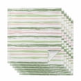 thumbnail image 1 of Green Pink Stripes Cloth Napkins, Gradient Geometric Smear Art Paint Washable and Reusable Dinner Napkins Set of 6, Table Napkin for Kitchen Party Birthday Wedding Hotel Housewarming 20"x20", 1 of 8
