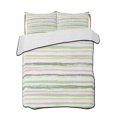 thumbnail image 1 of Green Pink Stripes Summer Quilt Set King Size,Soft Microfiber Quilted Bedding Set with 2 Pillow Shams,Gradient Geometric Smear Art Paint Lightweight All Season Bedspread Coverlet for Bedroom 96"x106", 1 of 6