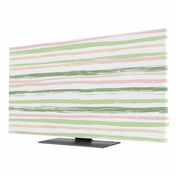 Green Pink Stripes TV Dust Cover 24 Inch, Gradient Geometric Smear Art Paint Computer Monitor Cover Dustproof Stretchable Indoor TV Screen Protector for LED LCD Universal Monitors