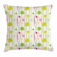 thumbnail image 1 of Green and Pink Throw Pillow Cushion Cover, Doodle Style Random Wavy Stripes with Big Small Spots Kids Art Theme, Decorative Square Accent Pillow Case, 16 X 16 Inches, Green Pink White, by Ambesonne, 1 of 2