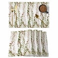 thumbnail image 1 of Green Pink Weeping Eucalyptus Placemats Set of 4, Spring Summer Farmhouse Leaves Placemats for Dining Table, Place Mats for Kitchen Tabletop, Waterproof Wipeable Dining Table Mats Set, 1 of 9