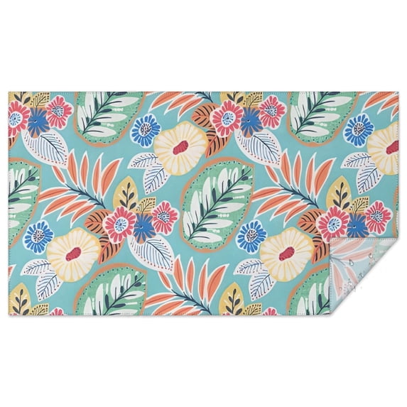 Green Pioneer Flower and Leaf Rectangle Tablecloth 60"x102",Waterproof Polyester Rectangle Table Cloth, Wipeable Spillproof Polyester Tablecloth for Dining, Camping, Indoor and Outdoor