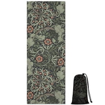 Green Pioneer Flower Pattern Hot Yoga Mat Towel Non Slip for Hot Yoga - Quick-Drying Yoga Mat Cover with 4 Corner Pockets with Travel Bag - Hot Yoga Towel Non Slip Grip Moisture Wicking Sweat 70"x26"