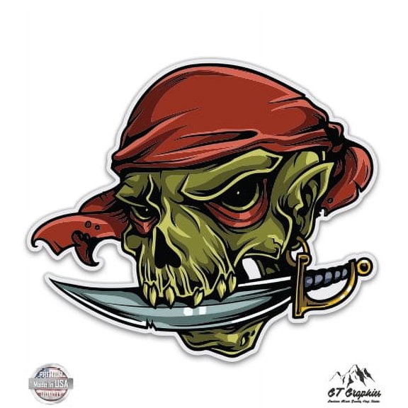 Green Pirate Skill - 5" Vinyl Sticker - For Car Laptop I-Pad - Waterproof Decal
