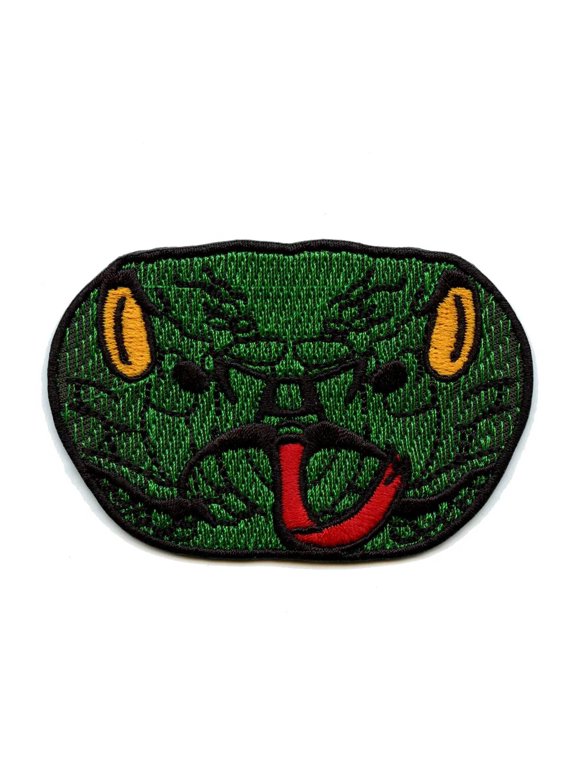 Green Pit Viper Snake Head Iron On Patch