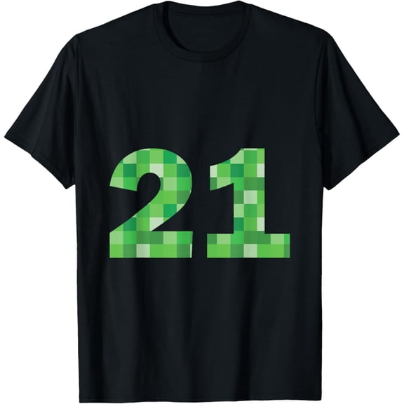 Green Pixel Number 21 21St Birthday Gamer Number 21 T-Shirt, Unisex T-Shirt