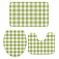 thumbnail image 1 of Green Plaid Bath Mat 3 Piece Bathroom Rug Set, Gradient Geometric Buffalo White Checkered Non Slip Bath Rug Contour Mat and Toilet Lid Cover, Absorbent Shower Mats Soft Bath Rugs and Mats Sets, 1 of 8
