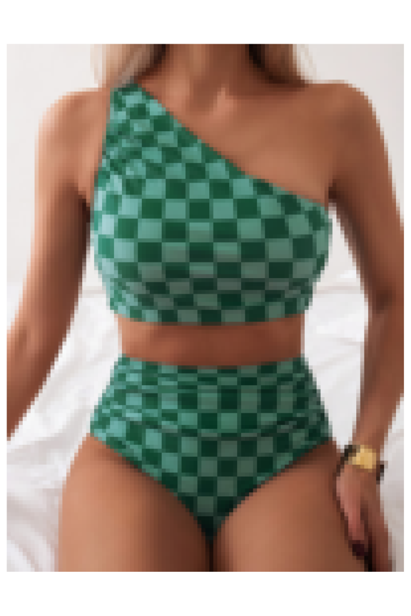 Green Plaid Bikini Set Women - Two Piece Swimsuit Irregular Bathing Suit Sexy Beachwear Vacation Swimsuits for Women Summer