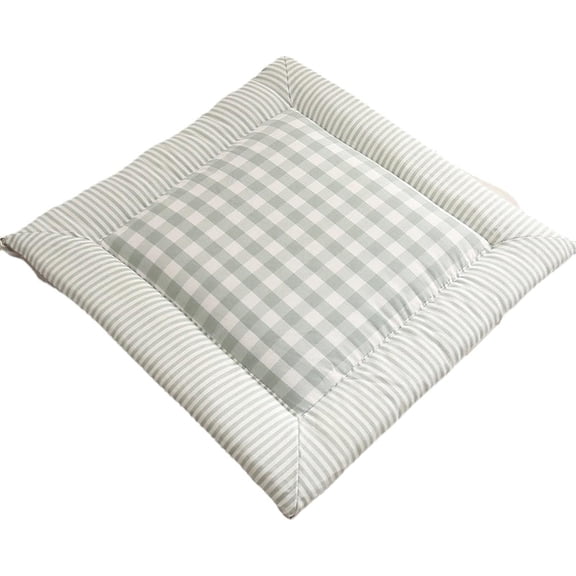 Green Plaid Chair Cushion Garden Office Home Cotton Linen Pad Futon Tatami Seat Outdoor Square Stool Cushions Sofa Chair Mat