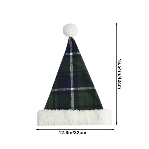 Green Plaid Christmas Hat for Adults and, Holiday Party Hat with Classic Check Pattern, Family Matching Decorative Hat for Winter Dress Up and Christmas Celebration,Green
