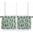 thumbnail image 1 of Green Plaid Christmas Tree Kitchen Curtain 2 Panels Tiers Curtains 24 Inch Length, Watercolor Xmas Tree Curtains Rod Pocket Curtains Window Drapes Treatment Window Cafe Curtains, 1 of 5