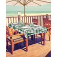 thumbnail image 1 of Green Plaid Christmas Tree Outdoor Tablecloth - 52x70 Inch Rectangle Dining Table Cover, Watercolor Xmas Tree Waterproof Outdoor Table Cloth with Umbrella Hole & Zipper for Picnic/Patio, 1 of 5