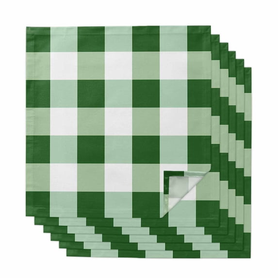 Green Plaid Cloth Napkins, Spring Summer Farmhouse Buffalo Checkered Washable and Reusable Dinner Napkins Set of 6, Table Napkin for Kitchen Party Birthday Wedding Hotel Housewarming 20"x20"