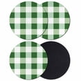 thumbnail image 1 of Green Plaid Coasters Set of 4, Spring Summer Farmhouse Buffalo Checkered Absorbent Coasters for Drinks, Coaster for Bar Office Dining Coffee Table Accessories Decor, Non Slip Round Desk Coaster, 1 of 9