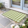 thumbnail image 1 of Green Plaid Door Mat Indoor Outdoor,Gradient Geometric Buffalo White Checkered Non Slip Welcome Mat with Rubber Backing,Absorbent Fabric Front Door Mats Entryway Rug for Home Patio Entrance 20"x31.5", 1 of 9