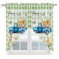 thumbnail image 1 of Green Plaid Easter Swag Curtains for Kitchen/Bedroom/Living Room, Blue Truck Spring Floral Bunny Animals Scalloped Curtains 63 Inch Long, Window Swag Topper Curtains Valances 2 Panels Set 36"x63", 1 of 8