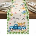 thumbnail image 1 of Green Plaid Easter Table Runner - 36 Inch Long, Kitchen Dining Table Runner Dresser Scarves, Blue Truck Spring Floral Bunny Rustic Farmhouse Decor for Coffee Tables Wedding Party Banquet, 1 of 8