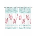 thumbnail image 1 of Green Plaid Farmhouse Sheer Curtains 54 Inch Length 2 Panels Set for Living Room/Bedroom, Watercolor Cute Country Pigs Checkered Kitchen Curtains Grommet Curtains Window Treatments 42"x54"x2, 1 of 7