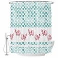 thumbnail image 1 of Green Plaid Farmhouse Shower Curtain, Waterproof Shower Curtains for Bathroom, Watercolor Cute Country Pigs Checkered Washable Fabric Bathtub Curtain Set Bath Decor with 12 Hooks Stall 36"x72", 1 of 8
