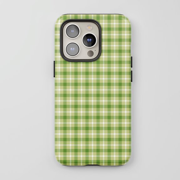 Green Plaid For All iPhone Series Protective Phone Case Classic Checkered Green White