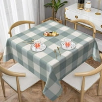 Green Plaid Gingham Country Farmhouse 100% Polyester Fiber Square Tablecloth Anti Pilling Tablecloth Decoration 60"X60"
