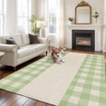 thumbnail image 1 of Green Plaid Large Area Rugs 5x8 ft Retro Country Green Plaid Linen Texture Washable Rug Non Slip Indoor Carpet Absorbent Floor Mat for Living Room Bedroom Dining Room, 1 of 9
