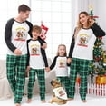 thumbnail image 1 of Green Plaid Lazy Sloth Christmas Pajamas, Matching Family and Pet Holiday Set, Cotton Blend, Size NB - Men 6XL, 1 of 7