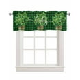 thumbnail image 1 of Green Plaid Linen Curtain Valance for Bedroom/Bathroom/Kitchen/Office/Living/Dining Room Windows,St. Patrick's Day Buffalo Checkered Plant Rod Pocket Topper Drapes Decorative Cafe Drapery Panel 60x18, 1 of 6