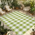 thumbnail image 1 of Green Plaid Outdoor Rug 6x9 Ft - Reversible Patio Rug Outdoor Camping Rugs, Gradient Geometric Buffalo White Checkered Washable Indoor Outdoor Area Rugs, Non-Slip Outdoor Carpet Runner for Deck/Porch, 1 of 8