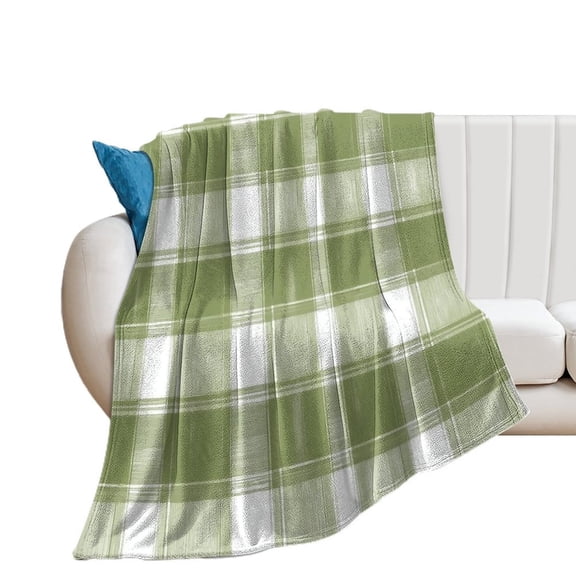 Green Plaid Pattern Fabric Blankets Bedroom Living Room Sofa Throw Blankets for Beds