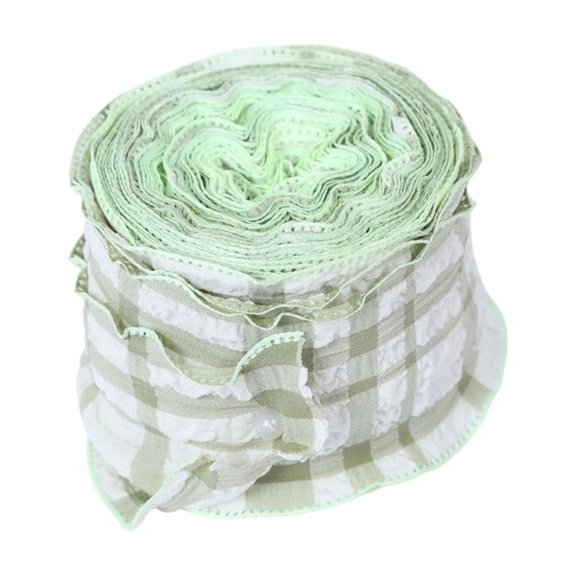 Green Plaid Ribbon For Gift Wrapping Bouquet Packaging Material Diy Crafts Decor