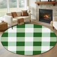 thumbnail image 1 of Green Plaid Round Area Rug 7 FT,Non Slip Living Room Area Carpet,Spring Summer Farmhouse Buffalo Checkered Washable Soft Circular Rug Non-Shedding Floor Carpet for Bedside Office Play Room Classroom, 1 of 9