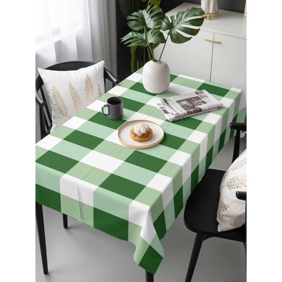 Green Plaid Tablecloth Rectangle Table Cloths 54x108, Waterproof Tablecloth Outdoor Table Cloth, Spring Summer Farmhouse Buffalo Checkered Washable Table Cover for Kitchen Dinning Party