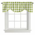 thumbnail image 1 of Green Plaid Tie Up Valance Curtains for Windows, Kitchen Curtains Window Shades, Gradient Geometric Buffalo White Checkered Light Filtering Roman Curtain Valances for Bedroom/Bathroom/Cafe 42"x12", 1 of 9