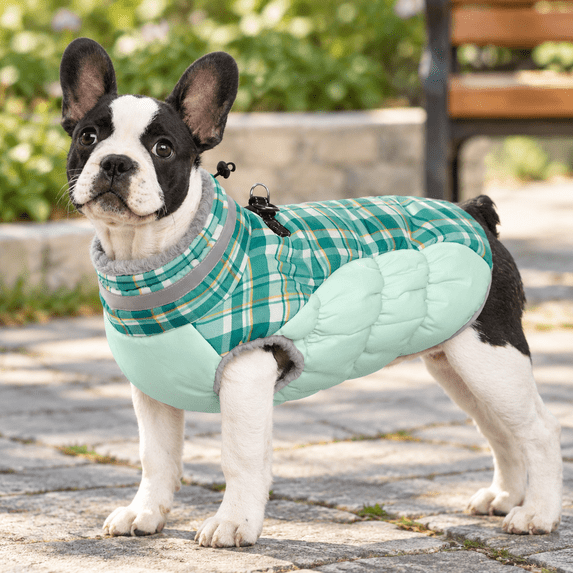 Green Plaid XS(chest:14in) Dog Jacket For Small Dogs Warm Coat With ...