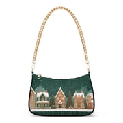 Green Plaids Christmas Street View Womens Tote Bag Detachable Strap Chain Bag Lightweight Shoulder Purse
