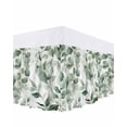 thumbnail image 1 of Green Plant Bed Skirt Queen Size 16" Drop Watercolor Eucalyptus Leaf Farm Ruffled Wrap Around Bed Skirts Adjustable Elastic Bedskirt Dust Ruffle for Queen Size Bed, 1 of 7