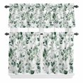 thumbnail image 1 of Green Plant Curtain Valances Set Watercolor Eucalyptus Leaf Farmhouse Kitchen Curtains 36&nbsp;inch Length Rod Pocket Valance and Tiers 3 Piece Set Small Bedroom Bathroom Laundry Decor, 1 of 9