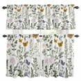 thumbnail image 1 of Green Plant Kitchen Curtains Valances and Tiers Set of 3 Wildflower Butterfly Floral Leaf Botanical Tier Curtains and Valance with Rod Pocket for Small Windows, 27.5"x36", 1 of 9