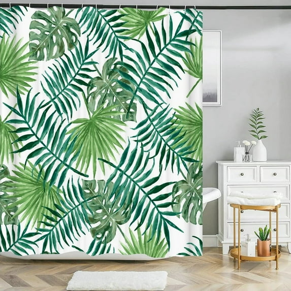 Green Plant Leaf Vines Flowers Shower Curtain Modern Nordic Minimalist Printed Polyster Home Decor Bathroom Curtain with