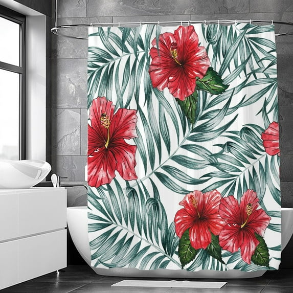 Green Plant Leaves Print Shower Curtains Watercolor Boho Floral Waterproof Morden Bathroom Bathtub Curtain Room Decor With