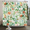 thumbnail image 1 of Green Plant Leaves Print Shower Curtains Watercolor Boho Floral Waterproof Morden Bathroom Bathtub Curtain Room Decor With, 1 of 5