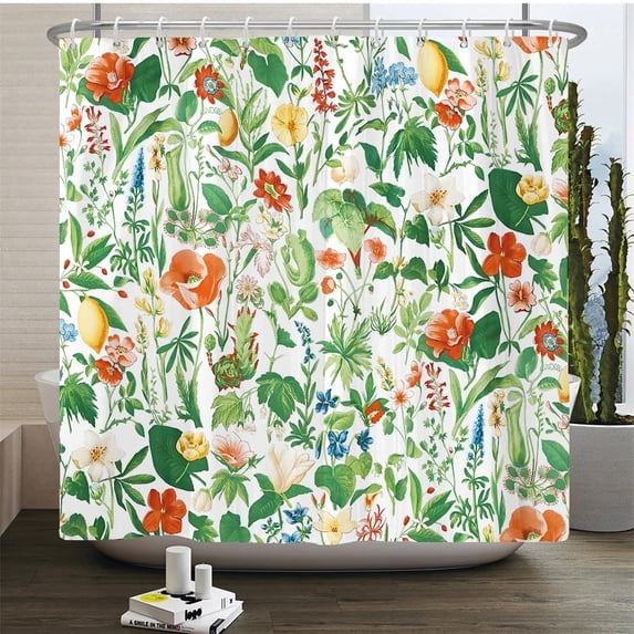 Green Plant Leaves Print Shower Curtains Watercolor Boho Floral Waterproof Morden Bathroom Bathtub Curtain Room Decor With