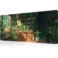 thumbnail image 1 of Green Plant Mouse Pad Desk Mat XL Extended Large Gaming Desk Pad Mousepad, Fresh Leaves Bookshelf Computer Laptop Keyboard and Mouse Mat, Desktop Protector Mat for Office and Home 31.5x11.8 in, 1 of 6
