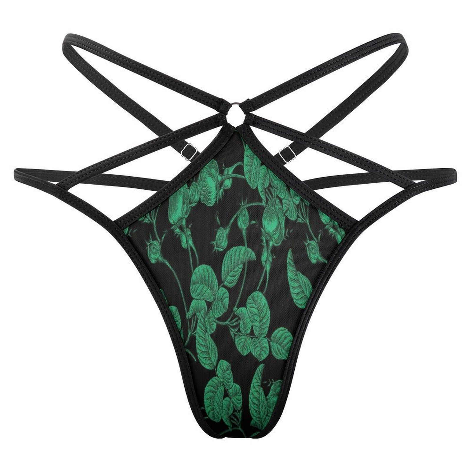Green Plant Open Type Women's Panties Crotch Opening G-strings Thongs ...