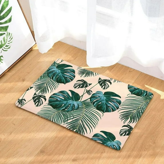 Green Plant Paintings Door Mats Flannel Carpet Entrance Indoor Floor Mat Non-slip Doormat Rug 50x80cm
